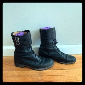 Frye black leather combat boot 9.5 women